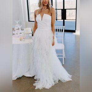 NWT White Tulle Maxi Dress size S